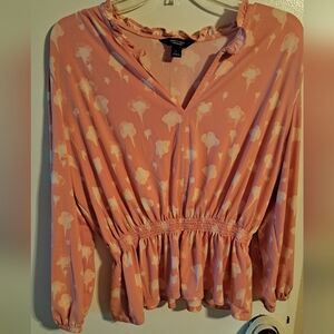 Vera Wang Peach Floral Blouse